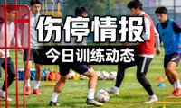 伤停情报节目缩略图，球员训练场备战画面